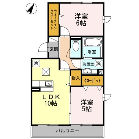 セジュールラフィネ 新婚さん、ファミリーさんにおススメの2LDKの間取りです。