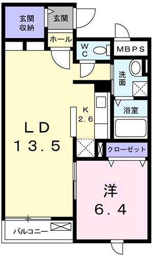 メゾンソレイユ1 住み分けしやすい1ＬＤＫです。