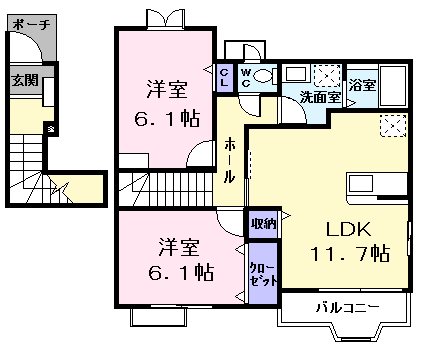 メゾンアヴニール1 カップル、新婚さんにオススメのお部屋です。