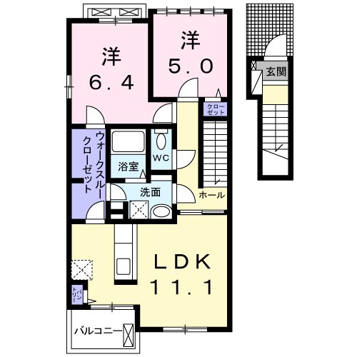 アステール１ 2ＬＤＫの間取りです。