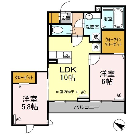 パレスグランディオーサ インターネット無料の2ＬＤＫです。