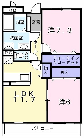 サンパティーク上北台 全居室洋室の2ＬＤＫです。