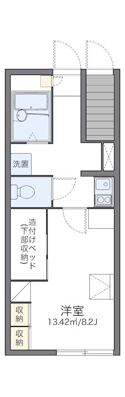 レオパレスHSIRIVER2 人気のバストイレ別の間取りです。