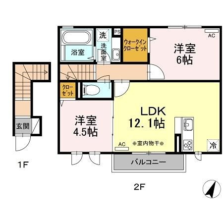 サニーフラット 新婚さん、ファミリーさんにおススメの2LDKの間取りです。
