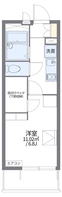 レオパレスフィデリオ 単身さんにオススメの1Kの間取りです。