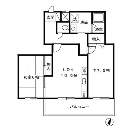 シルクトゥリーA 住み分けに便利な2ＬＤＫのお部屋です。