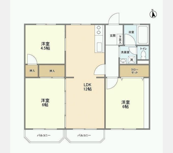 グリーンコーポ金田14号棟  住み分けに便利な間取りです。