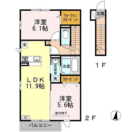 ブランヴェール 住みやすい２ＬＤＫの間取りです。