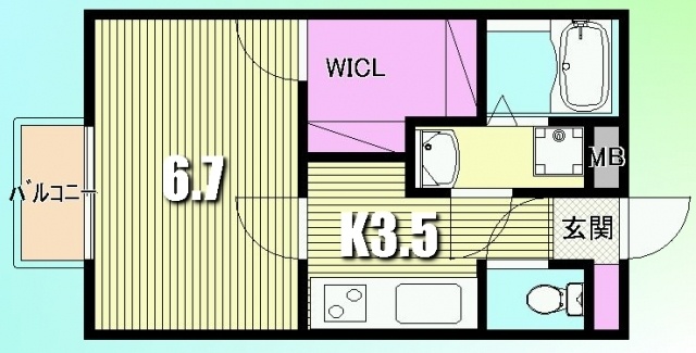 アムール南街 バストイレ別・独立洗面台がございます。
