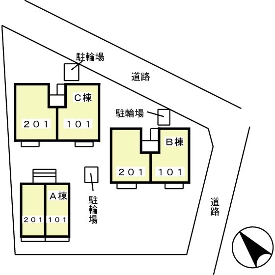 グレースヒルB 敷地内駐車場です。