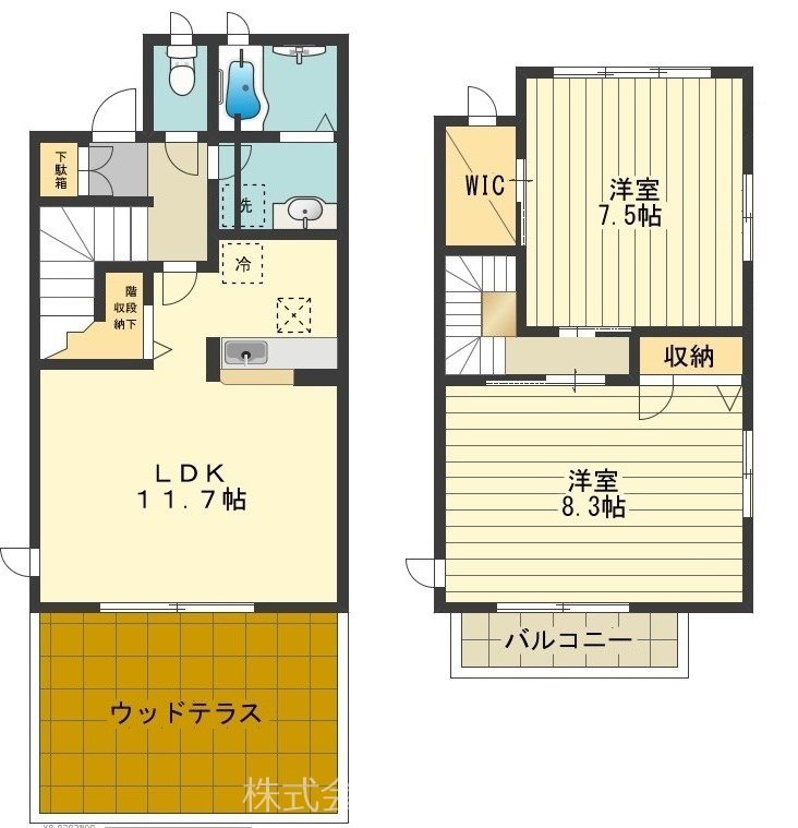 グランメール昭島H 人気のテラスハウスタイプのウッドテラス・WIC付2LDK☆エアコン、追焚きほか充実設備！