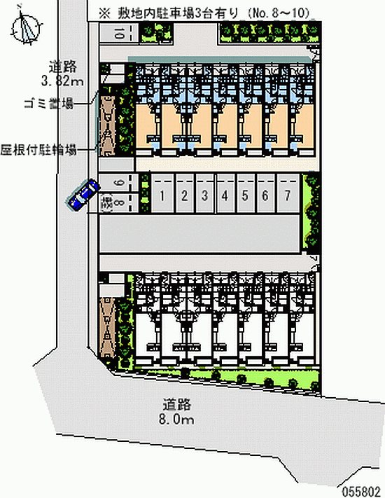 ミランダファルコナー2 屋根付きの駐輪場があります。