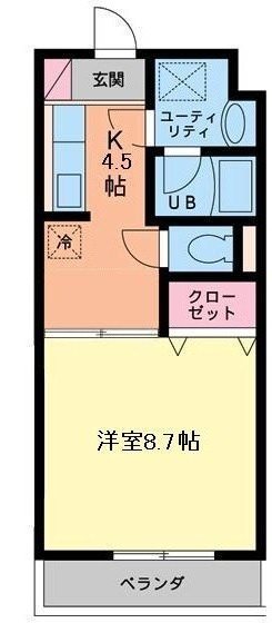 カサグランデ２ バストイレ別の住みやすい1Ｋにお部屋です。