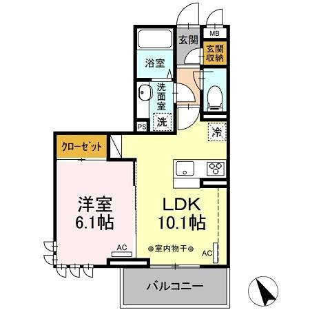 Grandstation宮上1 住み分けしやすい1ＬＤＫです
