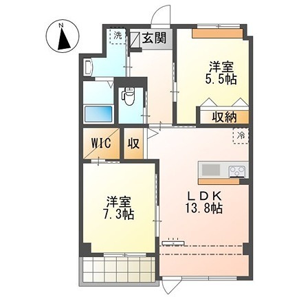 Grandbellmalle  住み分けに便利な２LDKです！エレベーター、フラットフロア、2階以上角部屋2面採光の人気の構造。