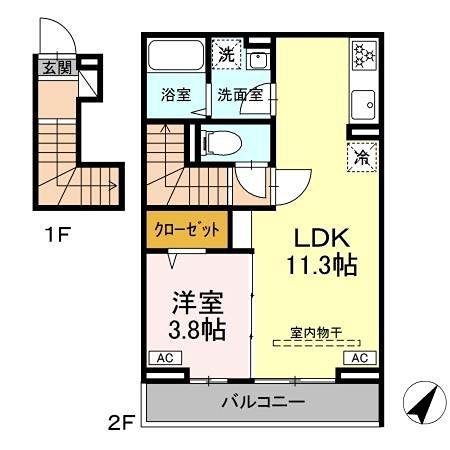 レーヴェ東戸倉1 1ＬＤＫです