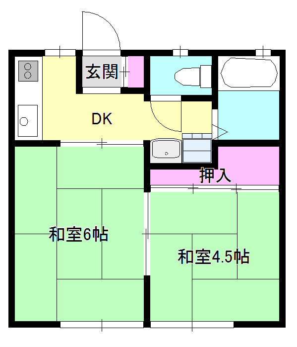 ハイツ寿賀 住み分けに便利な間取りです。