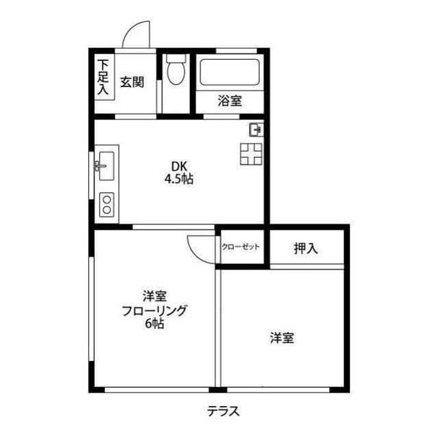 コーポ弥生 南西向きの２ＤＫです。