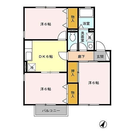 クレールパピヨンN 南東向きの３ＤＫです。