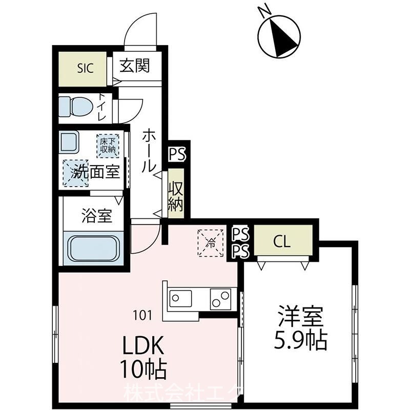 ノーブル清新 築浅の1LDKのお部屋です