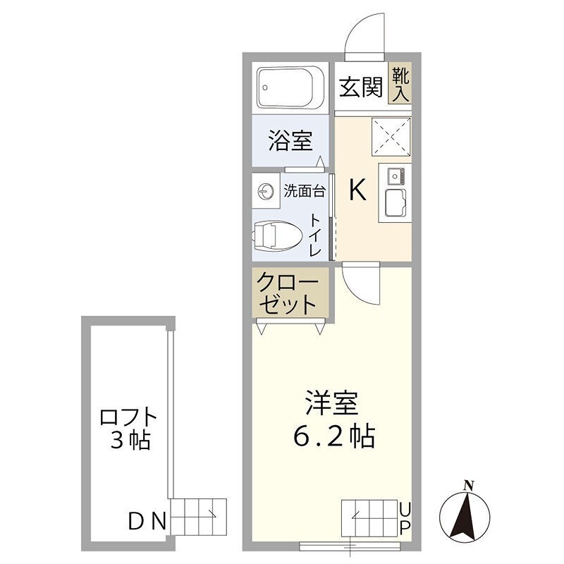 コンポジット相原 設備充実ロフト付きの1K