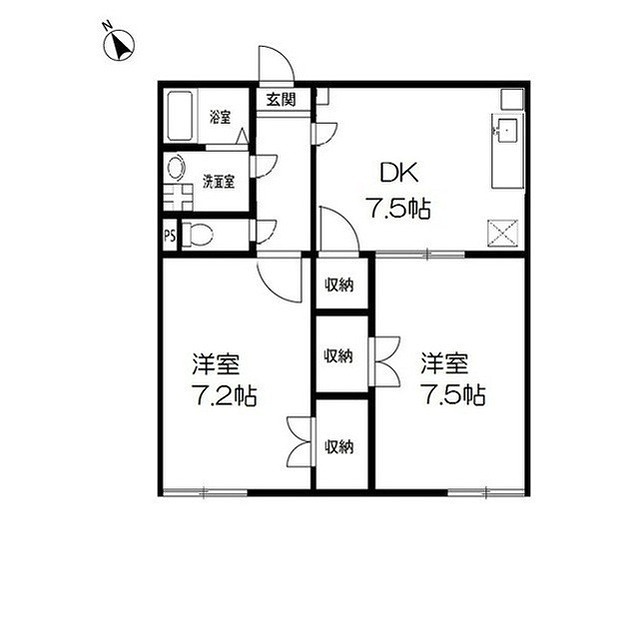 アンプルールフェールメルベェイユー 2DKの住み分けに便利な間取りです。