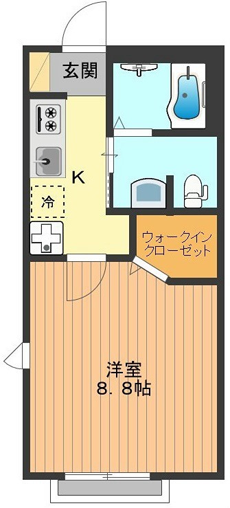 ラシエスト ウォークインクローゼット完備で生活便利な１Ｋです。