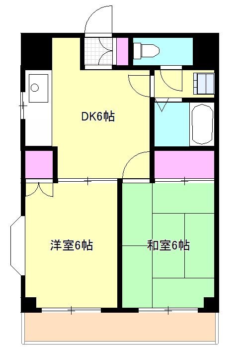 高倉ハイツ 住み分けに便利な間取りです。