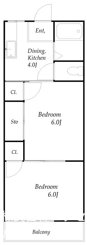 奥富ハイツ 2Kのお部屋です。