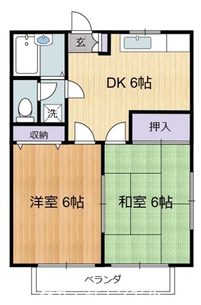 エレガンス関口第５ 2DKのお部屋です。