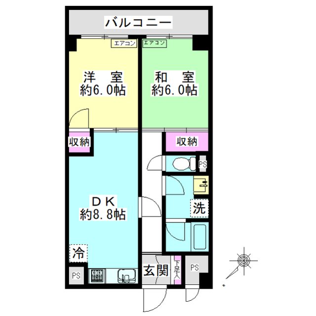 ラレス横山１ 最上階角部屋です。
