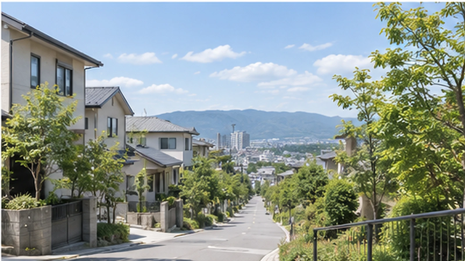 住宅と緑が並ぶ坂道のイメージ